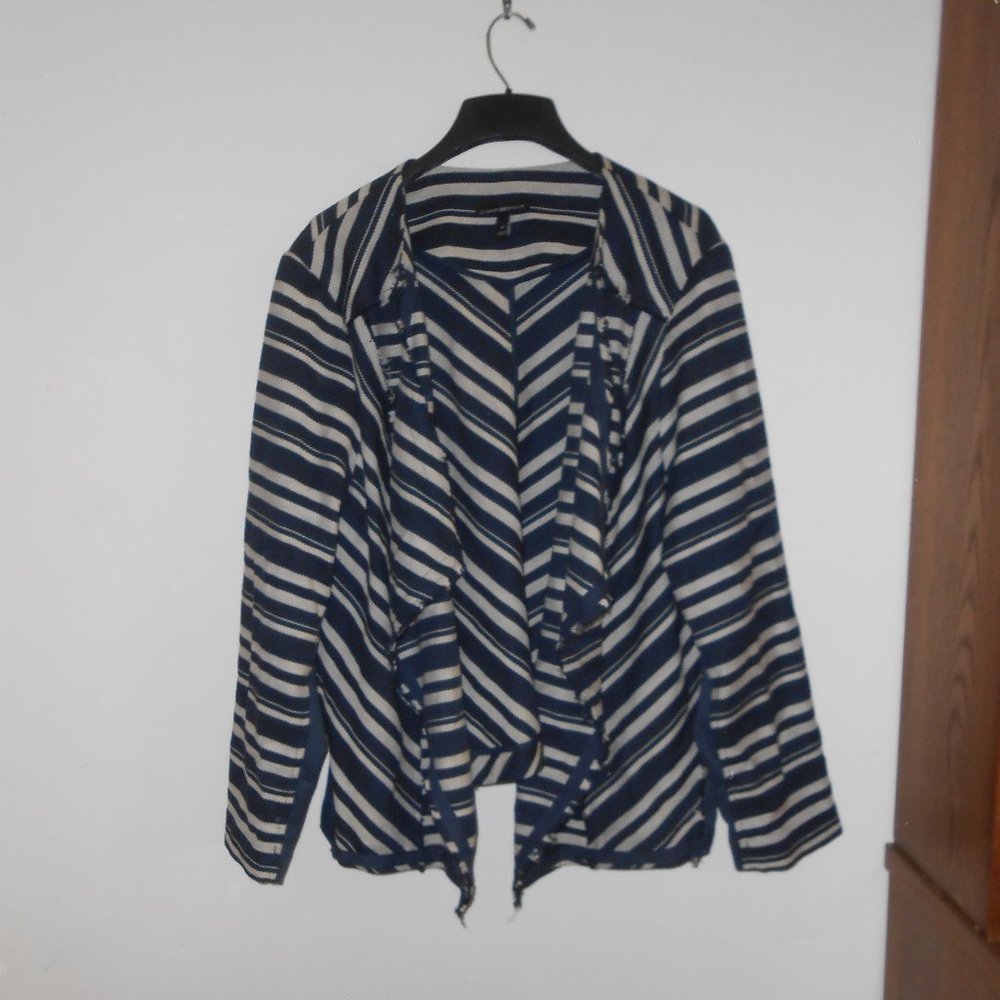 Lane Bryant Open Structure Jacket, Navy/Cream, Size 28